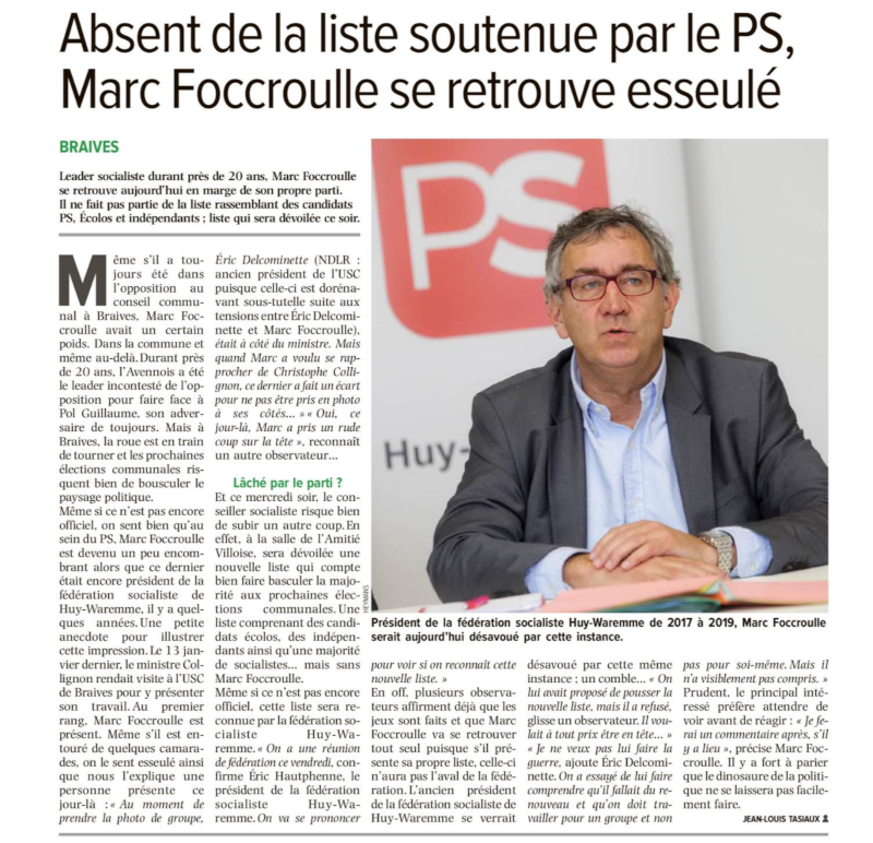 « Absent de la liste soutenue par le PS, Marc Foccroulle se retrouve esseulé »